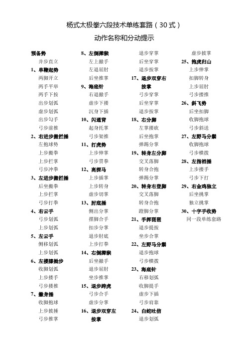 六段技术单练套路30式