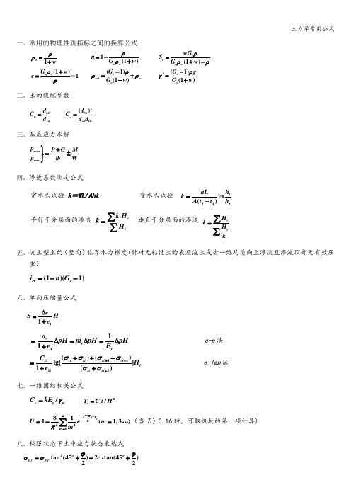 土力学常用公式