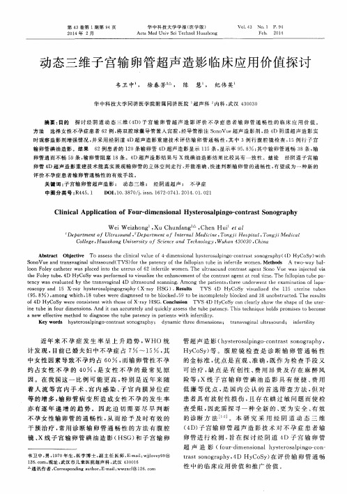 动态三维子宫输卵管超声造影临床应用价值探讨