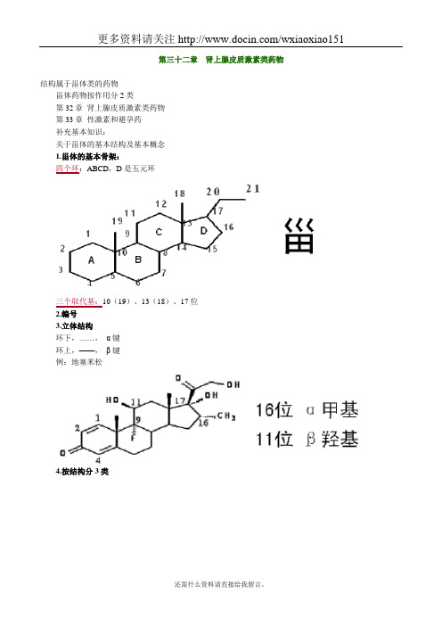 药物化学肾上腺皮质激素类药物考点归纳