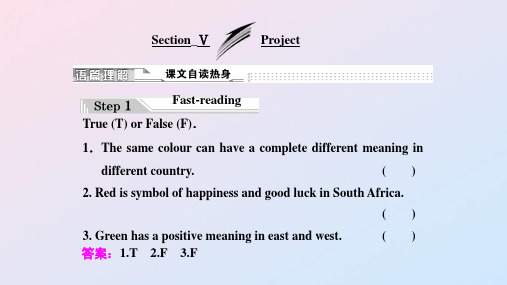 江苏专用2019年高中英语Unit3ThemeaningofcolourSectionⅤProject课件牛津译林版选修9