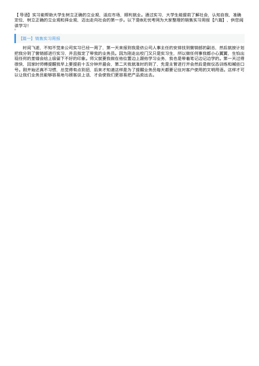 销售实习周报【六篇】