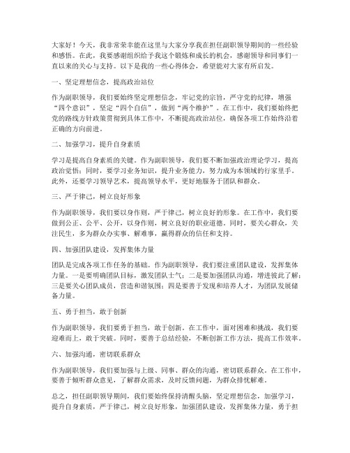 副职领导经验交流发言稿