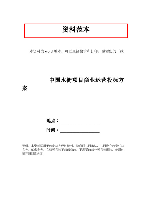 中国水街项目商业运营投标方案