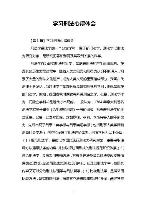 学习刑法心得体会