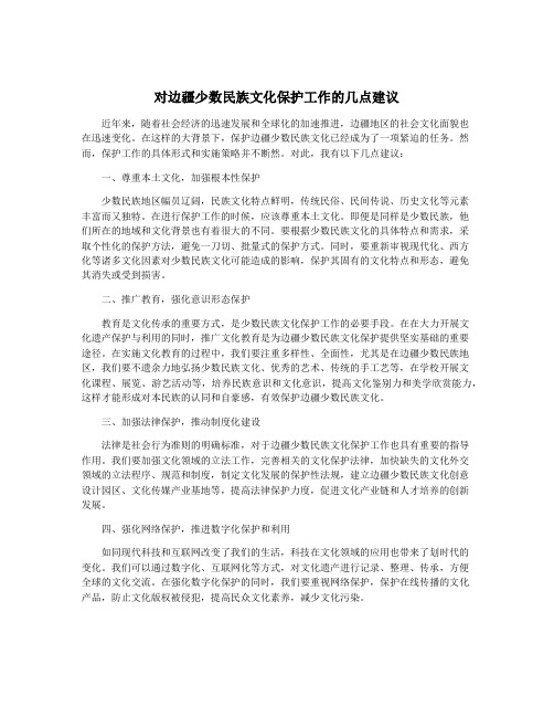 对边疆少数民族文化保护工作的几点建议