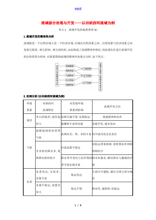 高考地理一轮复习 第十章 区域可持续发展 3 流域综合治理与开发——以田纳西河流域为例练习(含解析)