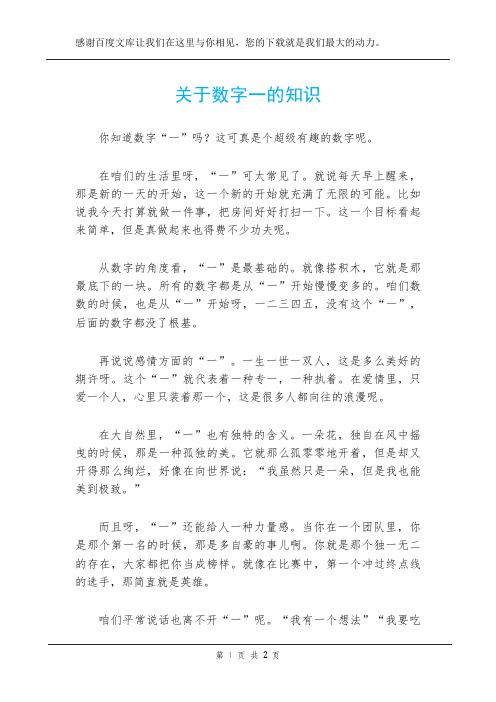 关于数字一的知识