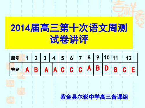 2014届高三第10次语文周测试卷讲评