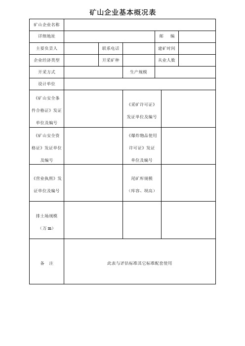 矿山企业基本概况表