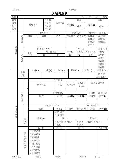 崩塌调查表