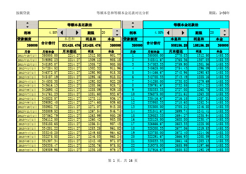 等额本金与等额本息按揭贷款还款方式比较(excel表格自动套用格式计算)