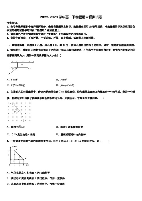 海南省文昌中学2023年物理高二第二学期期末达标测试试题含解析