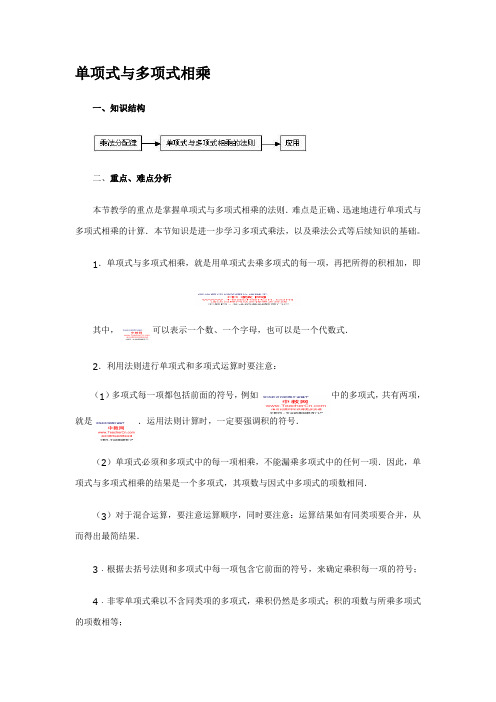 单项式与多项式相乘知识点