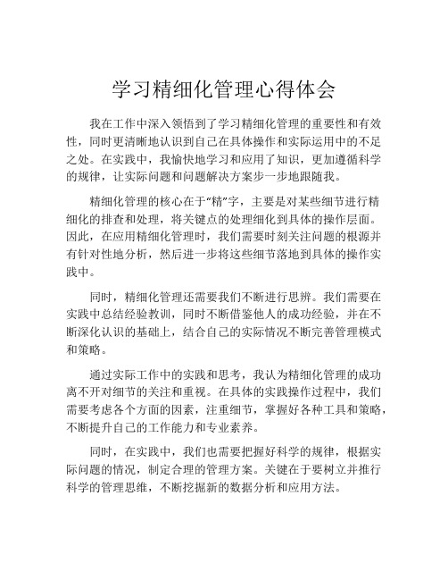 学习精细化管理心得体会