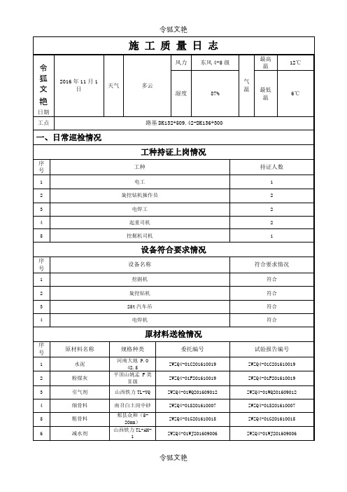 质量日志范例之令狐文艳创作