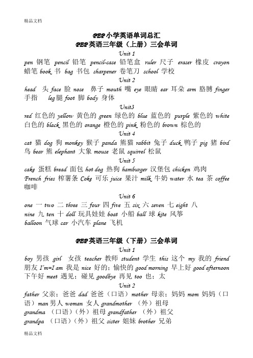 最新PEP小学英语单词一至六年级汇总[1]