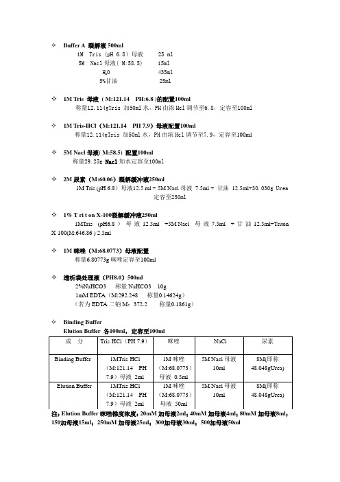 包涵体纯化试剂配方