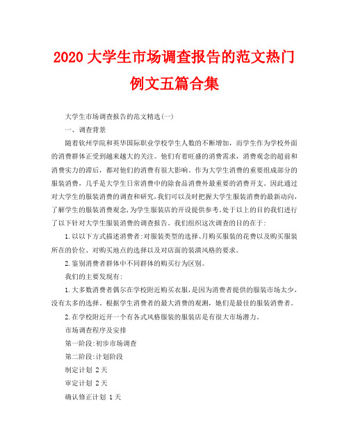 2020大学生市场调查报告的范文热门例文五篇合集