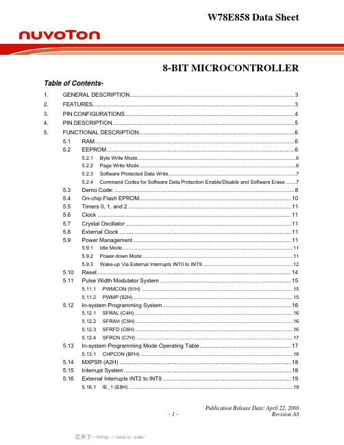 W78E858A40PL,W78E858A40DL,W78E858A40FL, 规格书,Datasheet 资料