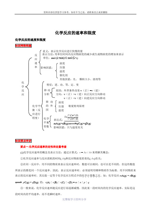 高中化学必修二化学反应速率与限度一