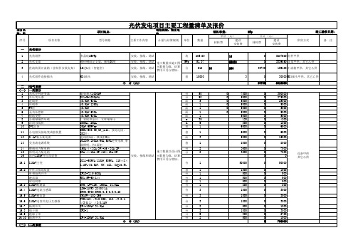 50MW光伏项目工程清单报价