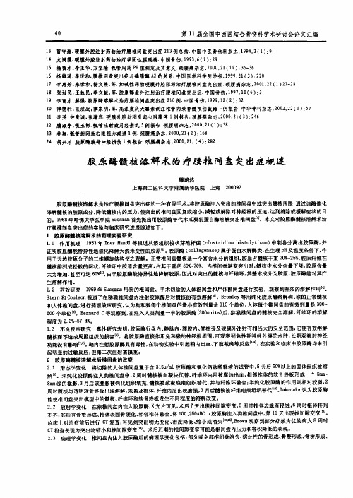 胶原酶髓核溶解术治疗腰椎间盘突出症概述