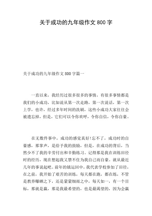 关于成功的九年级作文800字