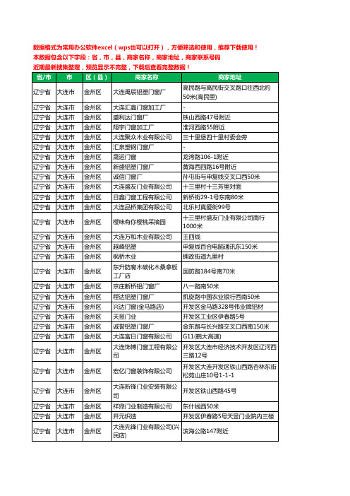 2020新版辽宁省大连市金州区门窗有限公司工商企业公司商家名录名单黄页联系电话号码地址大全73家