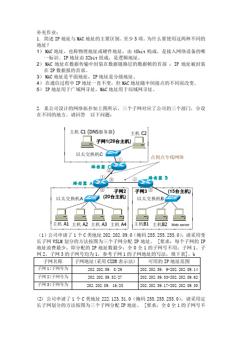 计算机网络第三次作业答案