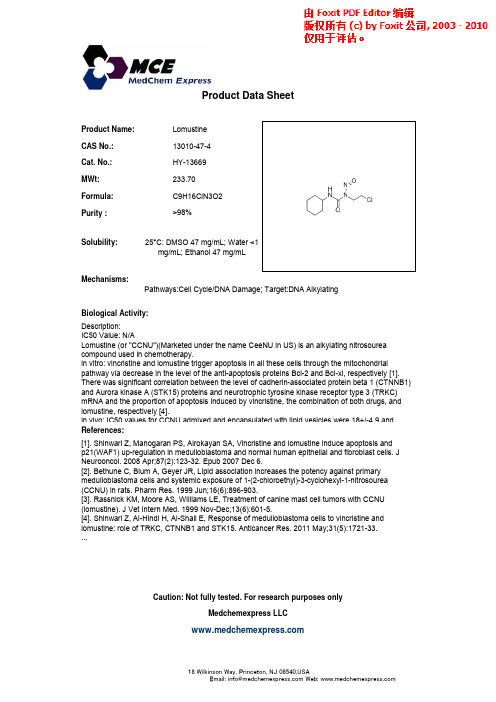 Lomustine_13010-47-4_DataSheet_MedChemExpress