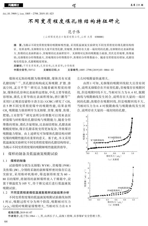 不同变质程度煤孔隙结构特征研究