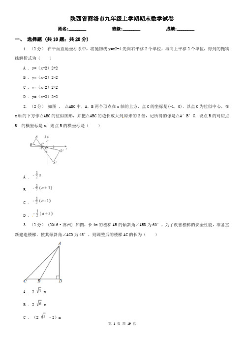 陕西省商洛市九年级上学期期末数学试卷
