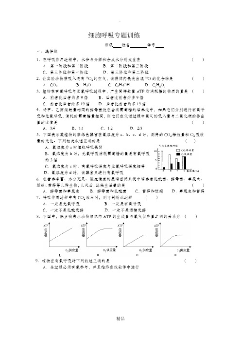 高一生物必修一 细胞呼吸检测题