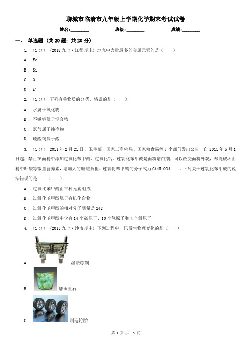 聊城市临清市九年级上学期化学期末考试试卷