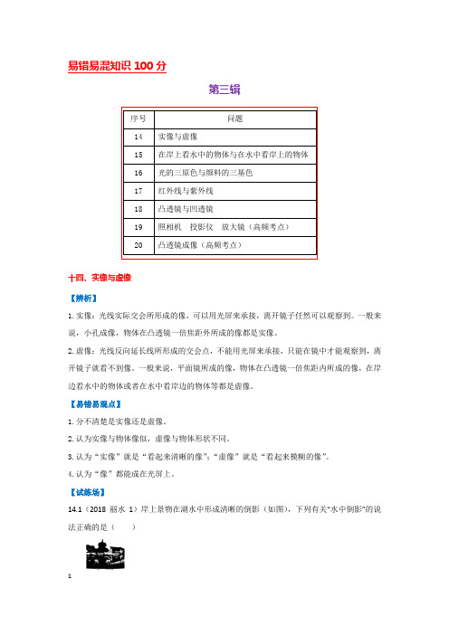 第3辑-2021年中考物理易错易混知识100题(解析版)