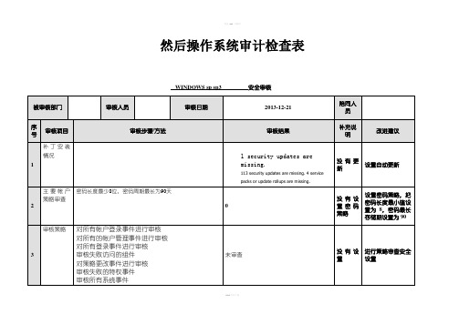 操作系统审计检查表