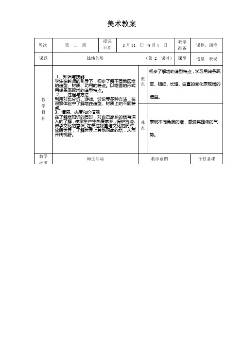 二年级上 第二课 《雄伟的塔》二课时