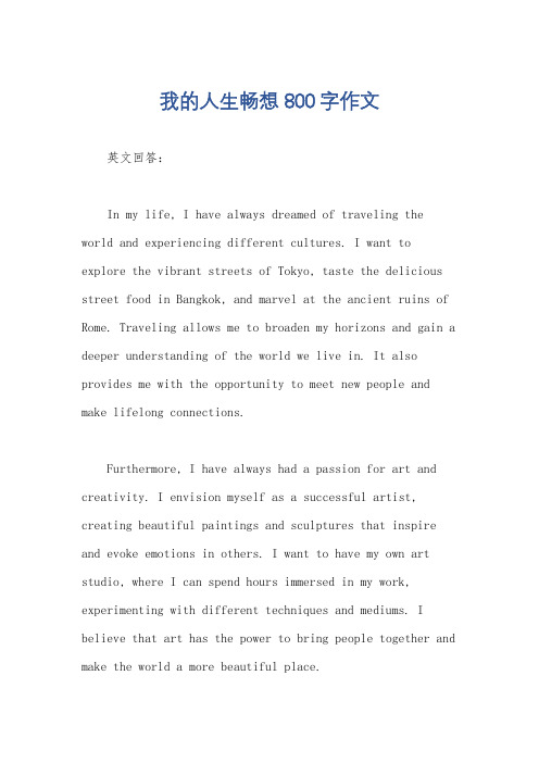 我的人生畅想800字作文