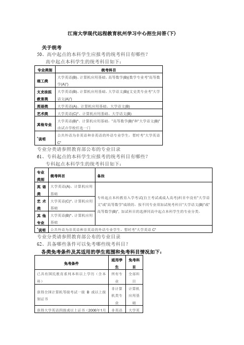 江南大学现代远程教育杭州学习中心招生问答(下)