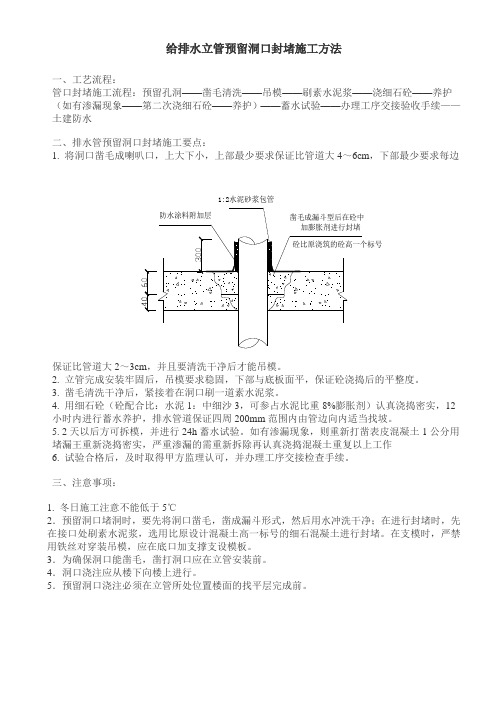 给排水立管预留洞口封堵施工方法