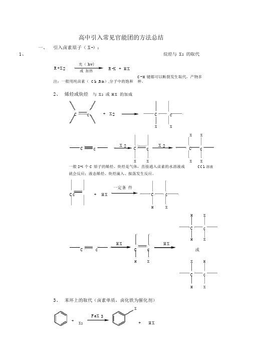 高中引入常见官能团的方法总结