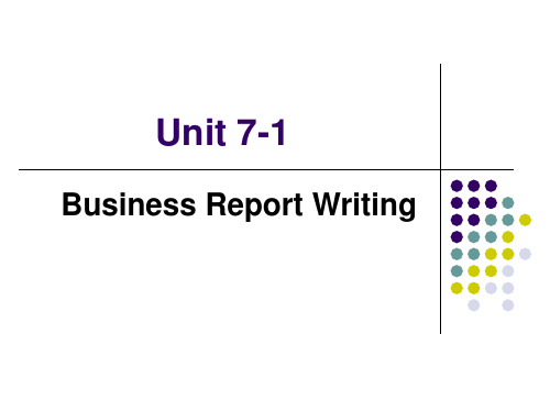 BUSINESS REPORT WRITING1