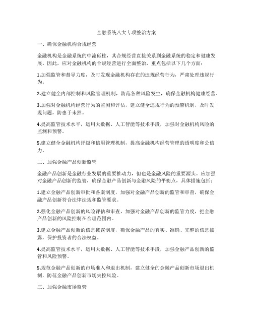 金融系统八大专项整治方案