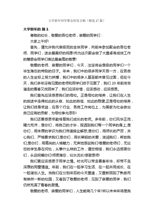 大学新年同学聚会的发言稿（精选17篇）