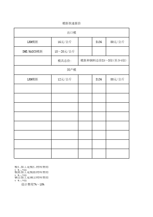 模具报价公式表