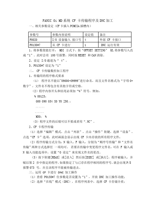 FANUC 0i MD系统用CF卡传输程序集DNC加工