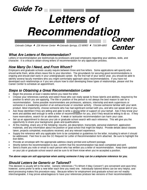 Letters of Recommendation