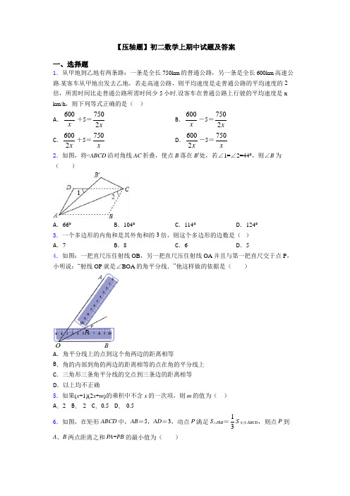 【压轴题】初二数学上期中试题及答案