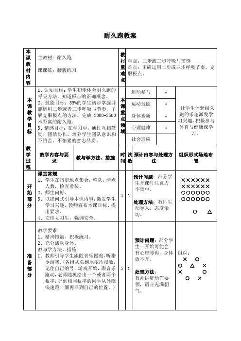 体育与健康人教版五年级-耐久跑教案 (1)